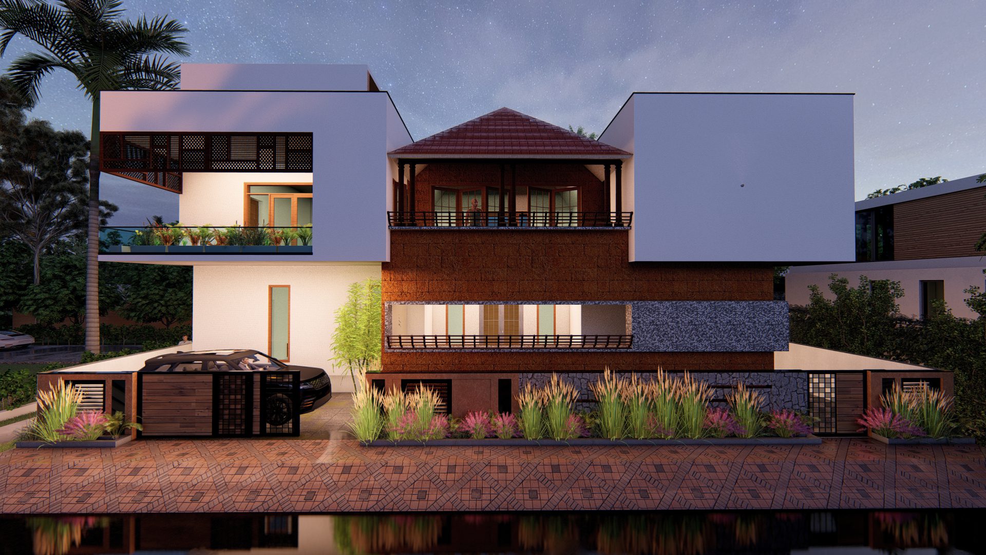 Projects pyramid house night